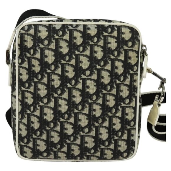 Christian Dior Trotter Canvas Shoulder Bag PVC Black Silver Auth BA5306 - Picture 3 of 16